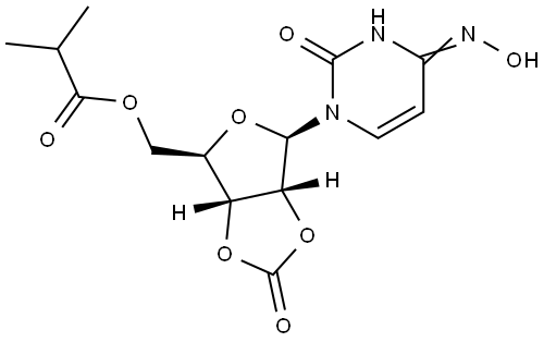 Uridine, 4-oxime, cyclic 2',3'-carbonate 5'-(2-methylpropanoate) Structural