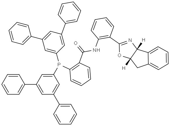 2-(Di([1,1':3',1''-terphenyl]-5'-yl)phosphino)-N-(2-((3aR,8aS)-8,8a-dihydro-3aH-indeno[1,2-d]oxazol-2-yl)phenyl)benzamide Structural