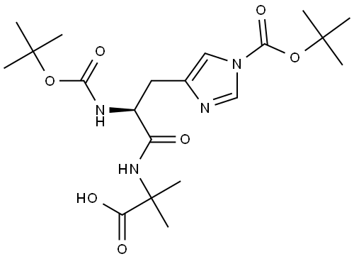 (S)-2-(3-(1-(tert-Butoxycarbonyl)-1H-imidazol-4-yl)-2-((tert-butoxycarbonyl)amino)propanamido)-2-methylpropanoic acid Structural