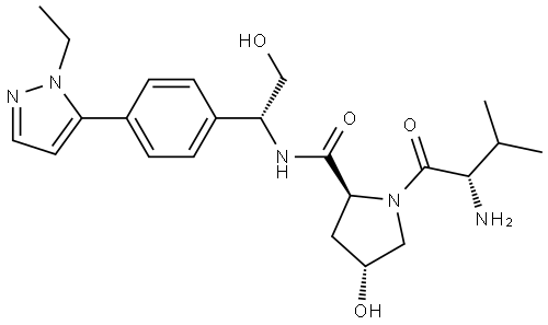 (2S,4R)-1-(L-valyl)-N-((R)-1-(4-(1-ethyl-1H-pyrazol-5-yl)phenyl)-2-hydroxyethyl)-4-hydroxypyrrolidine-2-carboxamide Structural