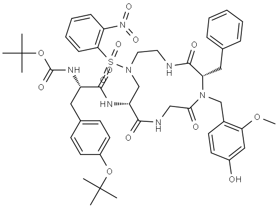 L-Phenylalanine, N-[(1,1-dimethylethoxy)carbonyl]-O-(1,1-dimethylethyl)-L-tyrosyl-3-[(2-aminoethyl)[(2-nitrophenyl)sulfonyl]amino]-D-alanylglycyl-N-[(4-hydroxy-2-methoxyphenyl)methyl]-, (4→2)-lactam (9CI) Structural