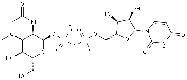 Uridine 5'-(trihydrogen diphosphate), P'-[2-(acetylamino)-2-deoxy-3-O-methyl-α-D-galactopyranosyl] ester (9CI) Structural