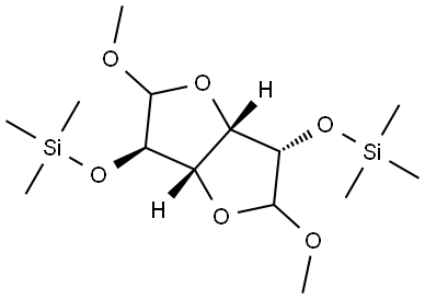 D-gluco-Hexodialdo-1,4:6,3-difuranoside, dimethyl 2,5-bis-O-(trimethylsilyl)- (9CI) Structural