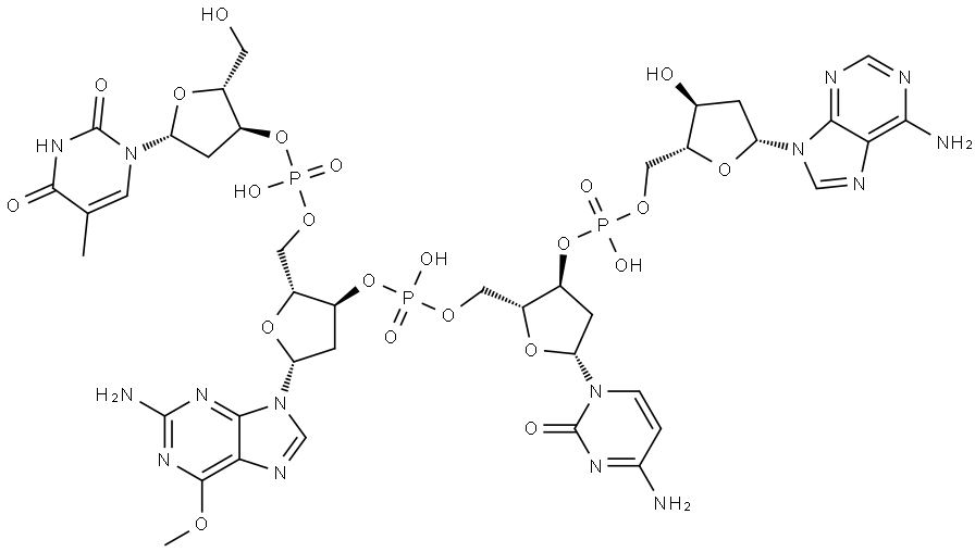 Adenosine, thymidylyl-(3'→5')-2'-deoxy-6-O-methylguanylyl-(3'→5')-2'-deoxycytidylyl-(3'→5')-2'-deoxy- (9CI) Structural