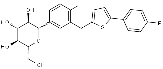 D-Glucitol, 1,5-anhydro-1-C-[4-fluoro-3-[[5-(4-fluorophenyl)-2-thienyl]methyl]phenyl]-, (1S)- Structural