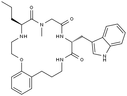 D-Tryptophan, N-[2-[2-(3-aminopropyl)phenoxy]ethyl]-L-norvalyl-N-methylglycyl-, (3→1)-lactam Structural