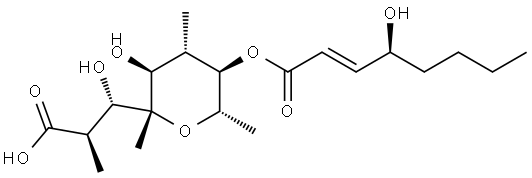 L-arabino-L-manno-Nononic acid, 4,8-anhydro-2,6,9-trideoxy-2,6-dimethyl-4-C-methyl-, 7-[(2E,4S)-4-hydroxy-2-octenoate] Structural
