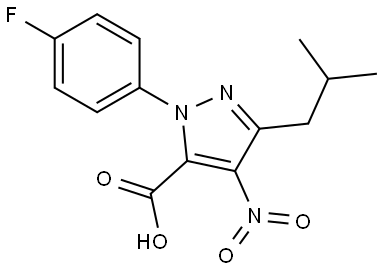 1-(4-FLUOROPHENYL)-3-(2-METHYLPROPYL)-4-NITRO-1H-PYRAZOLE-5-CARBOXYLIC ACID Structural