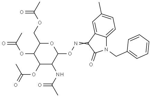 [5-acetamido-3,4-diacetyloxy-6-[(Z)-(1-benzyl-5-methyl-2-oxoindol-3-ylidene)amino]oxyoxan-2-yl]methyl acetate Structural