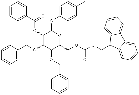 [(2R,3S,4S,5R,6R)-6-(9H-fluoren-9-ylmethoxycarbonyloxymethyl)-2-(4-methylphenyl)sulfanyl-4,5-bis(phenylmethoxy)oxan-3-yl] benzoate Structural