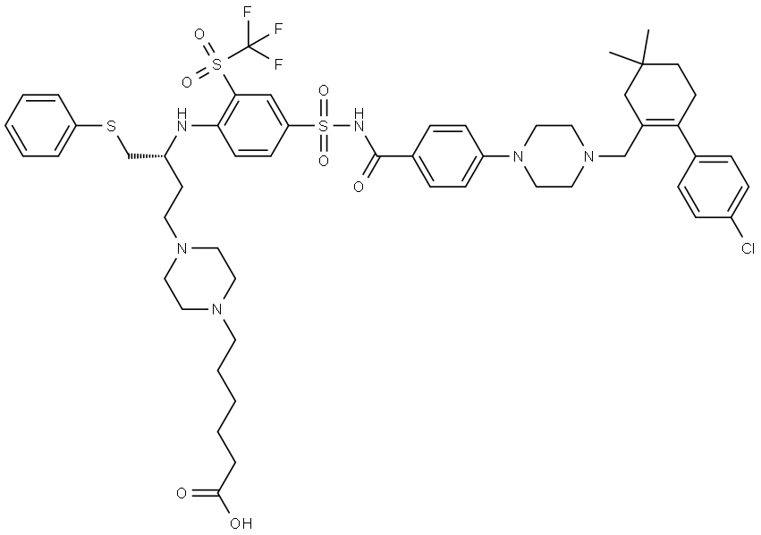 1-Piperazinehexanoic acid, 4-[(3R)-3-[[4-[[[4-[4-[[2-(4-chlorophenyl)-5,5-dimethyl-1-cyclohexen-1-yl]methyl]-1-piperazinyl]benzoyl]amino]sulfonyl]-2-[(trifluoromethyl)sulfonyl]phenyl]amino]-4-(phenylthio)butyl]- Structural