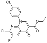 7-CHLORO-1-(4-CHLORO-PHENYL)-6-FLUORO-4-OXO-1,4-DIHYDRO-[1,8]NAPHTHYRIDINE-3-CARBOXYLIC ACID ETHYL ESTER Structural