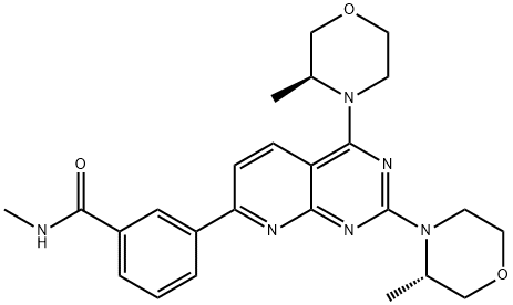 3-[2,4-Bis((3S)-3-methylmorpholin-4-yl)pyrido[5,6-e]pyrimidin-7-yl]-N-methylbenzamide Structural