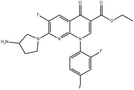 ETHYL7-(3-AMINO-1-PYRROLIDINYL)-6-FLUORO-1-(2,4-DIFLUOROPHENYL)-1,4-DIHYDRO-4-OXO-1,8-NAPHTHYRIDINE-3-CARBOXYLATE