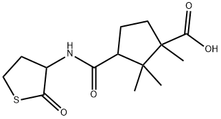 Cyclopentanecarboxylic acid, 3-(((2-oxotetrahydro-3-thienyl)amino)carb onyl)-1(and 3),2,2-trimethyl-