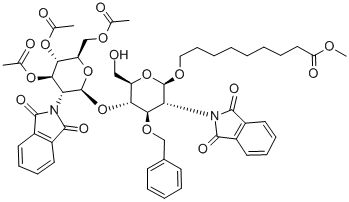 8-Methoxycarbonyloctyl4-O-(3,4,6-tri-O-acetyl-2-deoxy-2-phthalimido-b-D-glucopyranosyl)-2-deoxy-3-O-benzyl-2-phthalimido-b-D-glucopyranoside Structural