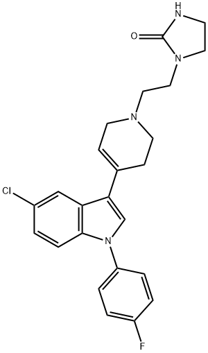 5-CHLORO-3-[1-((IMIDAZOLIDIN-2-ONE-1-YL)-ETHYL)-1,2,5,6-TETRAHYDROPYRIDIN-4-YL]-1-(4-FLUOROPHENYL)-INDOLE