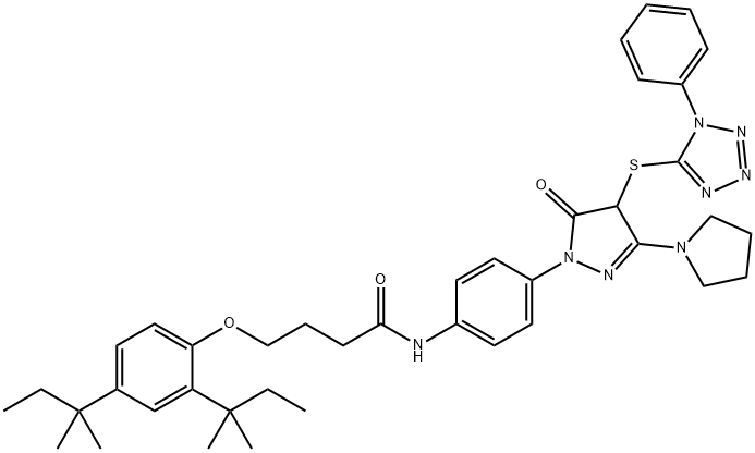 1-[4-[4-(2,4-DI-TERT-PENTYLPHENOXY)-BUTYRAMIDO]-PHENYL]3-PYRROLIDINO-4-(1-PHENYL-TETRAZOL-5-YL)-THIO-PYRAZOLIN-5-ONE Structural