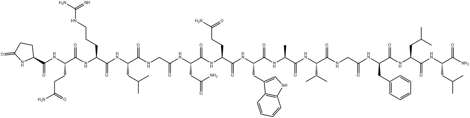 PYR-GLN-ARG-LEU-GLY-ASN-GLN-TRP-ALA-VAL-GLY-D-PHE-LEU-LEU-NH2 Structural