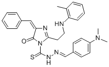 1H-Imidazole-1-carbothioic acid, 4,5-dihydro-2-(2-((2-methylphenyl)ami no)ethyl)-5-oxo-4-(phenylmethylene)-, ((4-(dimethylamino)phenyl)methyl ene)hydrazide Structural