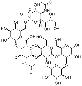 ALPHA-NEUNAC-[2->6]-BETA-GAL-[1->4]-BETA-GLCNAC-[1->3]-BETA-GAL-[1->4]-[ALPHA-FUC-(1->3)]-GLC Structural