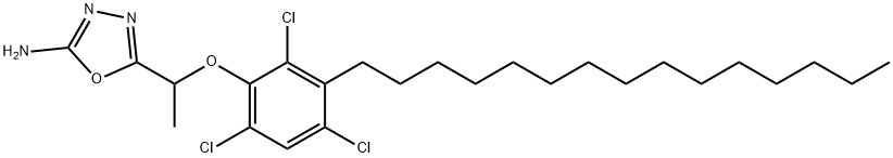 1,3,4-Oxadiazol-2-amine, 5-(1-(2,4,6-trichloro-3-pentadecylphenoxy)eth yl)- Structural