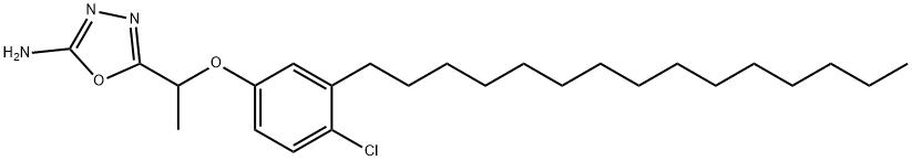 1,3,4-Oxadiazol-2-amine, 5-(1-(4-chloro-3-pentadecylphenoxy)ethyl)- Structural