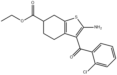 BENZO[B]THIOPHENE-6-CARBOXYLIC ACID, 2-AMINO-3-(2-CHLOROBENZOYL)-4,5,6,7-TETRAHYDRO-, ETHYL ESTER Structural