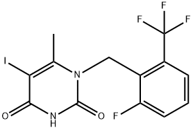 1-[2-fluoro-6-(trifluoromethyl)benzyl]-5-iodo-6-methylpyrimidine-2,4(1H,3H)-dione Structural