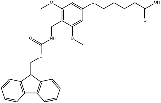 5-[3,5-DIMETHOXY-4-(FMOC-AMINOMETHYL)PHENOXY]PENTANOIC ACID Structural