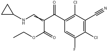 Ethyl 2-(2,4-dichloro-3-cyano-5-fluoro-benzoyl)-3-cyclopropylamino-acrylate Structural