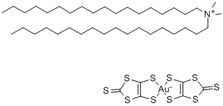 DIMETHYLDIOCTADECYLAMMONIUM BIS(1,3-DITHIOLE-2-THIONE-4,5-DITHIOLATO)AURATE(III) Structural