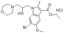 1H-Indole-3-carboxylic acid, 6-bromo-1-(2-hydroxy-3-(4-morpholinyl)pro pyl)-5-methoxy-2-methyl-, ethyl ester, monohydrochloride Structural