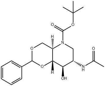 2-ACETAMIDO-4,6-O-BENZYLIDENE-N-(TERT-BUTOXYCARBONYL)-1,2,5-TRIDEOXY-1,5-IMINO-D-GLUCITOL Structural