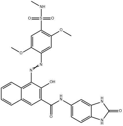 N-(2,3-dihydro-2-oxo-1H-benzimidazol-5-yl)-3-hydroxy-4-[[2,5-dimethoxy-4-[(methylamino)sulphonyl]phenyl]azo]naphthalene-2-carboxamide Structural
