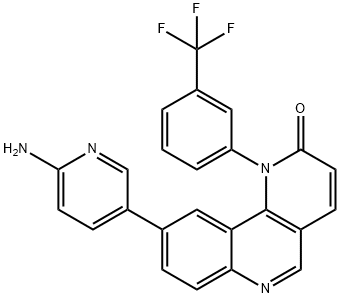 9-(6-Amino-3-pyridinyl)-1-[3-(trifluoromethyl)phenyl]benzo[h]-1,6-naphthyridin-2(1H)-one Structural