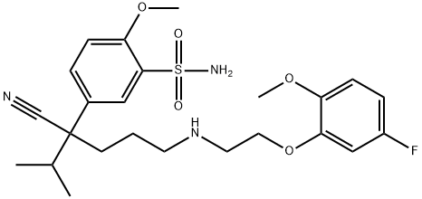 5-(1-cyano-4-((2-(5-fluoro-2-methoxyphenoxy)ethyl)amino)-1-isopropylbutyl)-2-methoxybenzenesulfonamide