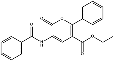 ETHYL 3-(BENZOYLAMINO)-2-OXO-6-PHENYL-2H-PYRAN-5-CARBOXYLATE Structural