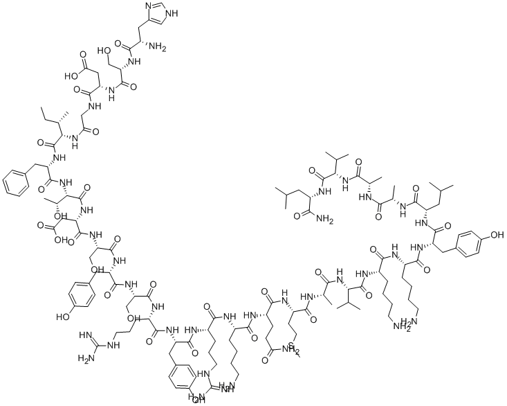 H-HIS-SER-ASP-GLY-ILE-PHE-THR-ASP-SER-TYR-SER-ARG-TYR-ARG-LYS-GLN-MET-ALA-VAL-LYS-LYS-TYR-LEU-ALA-ALA-VAL-LEU-NH2