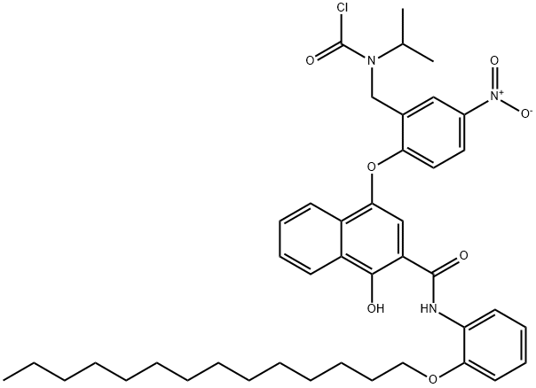 4-(2-(N-CHLOROCARBONYL-N-ISOPROPYL)AMINOMETHYL-4-NITRO)PHENOXY-1-HYDROXY-N-(2-TETRADECYLOXYPHENYL)-2-NAPHTHALENE CARBOXAMIDE Structural