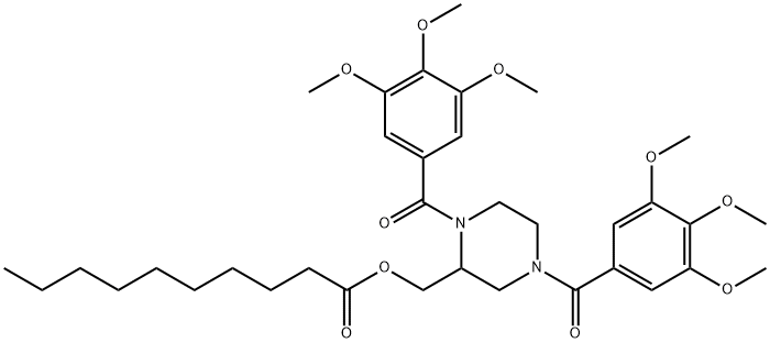 Decanoic acid, (1,4-bis(3,4,5-trimethoxybenzoyl)-2-piperazinyl)methyl  ester