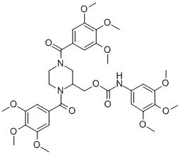 Carbamic acid, (3,4,5-trimethoxyphenyl)-, (1,4-bis(3,4,5-trimethoxyben zoyl)-2-piperazinyl)methyl ester