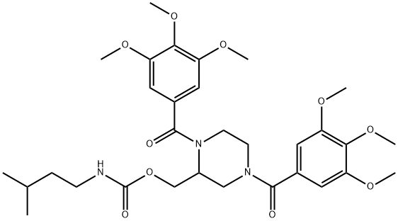 Carbamic acid, (3-methylbutyl)-, (1,4-bis(3,4,5-trimethoxybenzoyl)-2-p iperazinyl)methyl ester Structural