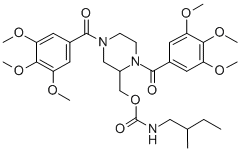 Carbamic acid, (2-methylbutyl)-, (1,4-bis(3,4,5-trimethoxybenzoyl)-2-p iperazinyl)methyl ester Structural