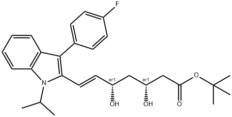 tert-Butyl (E)-3,5-dihydroxy-7-[3'-(4''-fluorophenyl)-1'-methylethyl-indol-2'-yl]-6-heptenoate Structural