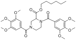 Hexyl 1,4-bis(3,4,5-trimethoxybenzoyl)-2-piperazinecarboxylate Structural