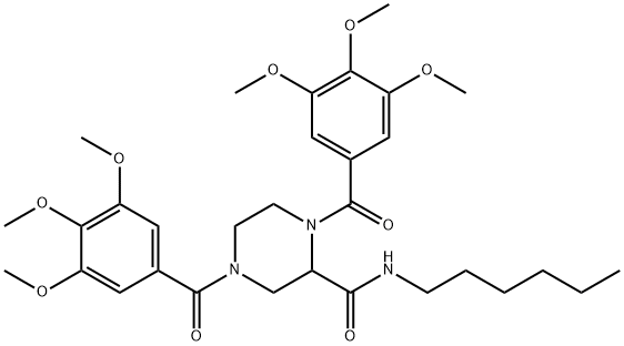 1,4-Bis(3,4,5-trimethoxybenzoyl)-N-hexyl-2-piperazinecarboxamide