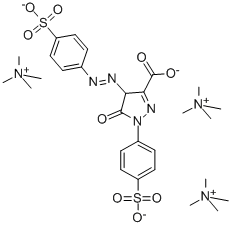 Methanaminium, N,N,N-trimethyl-, salt with 4,5-dihydro-5-oxo-1-(4-sulfophenyl)-4-(4-sulfophenyl)azo-1H-pyrazole-3-carboxylic acid (3:1)