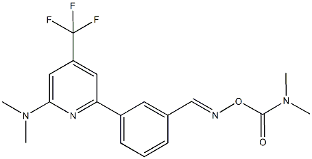 O-Dimethylaminocarbonyl-3-(6-dimethylamino-4-trifluoromethylpyridin-2-yl)benzaldehyde oxime Structural
