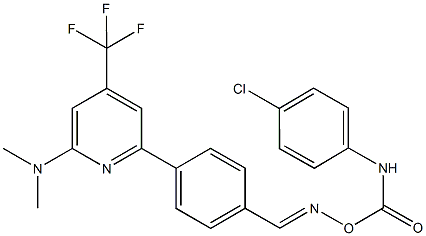 O-(4-Chlorophenylamino)carbonyl-4-(6-dimethylamino-4-trifluoromethylpyridin-2-yl)benzaldehyde Structural